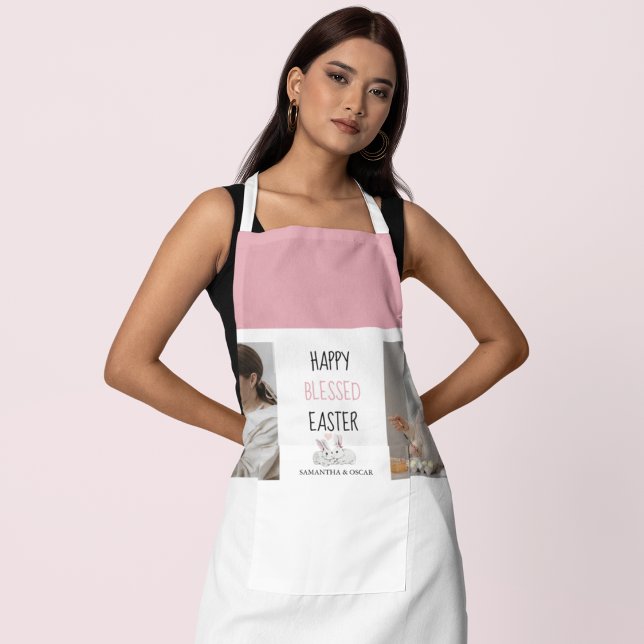 Modern Two Photo | Happy Blessed Easter | Bunny Apron (Creator Uploaded)