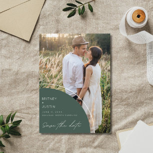 Modern Two Photo QR Code Wedding Save The Date