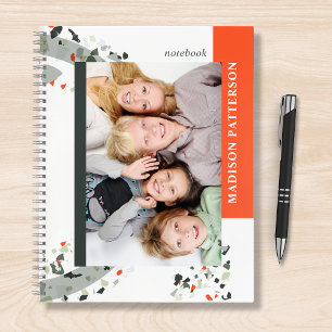 Modern Two Photo Terrazzo Personalised Name Notebook