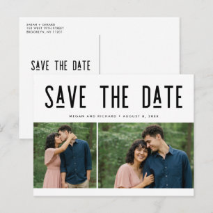 Modern Two Photo Wedding Save the Date Postcard