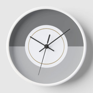 Modern Two Tone Grey Rim White Centre Circle Clock