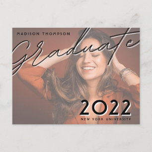 Modern two-toned Typography Photo Graduation Postcard