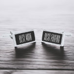 Modern Type "Best Man, Best Friend" Silver Finish Cufflinks<br><div class="desc">Custom wedding party design.</div>