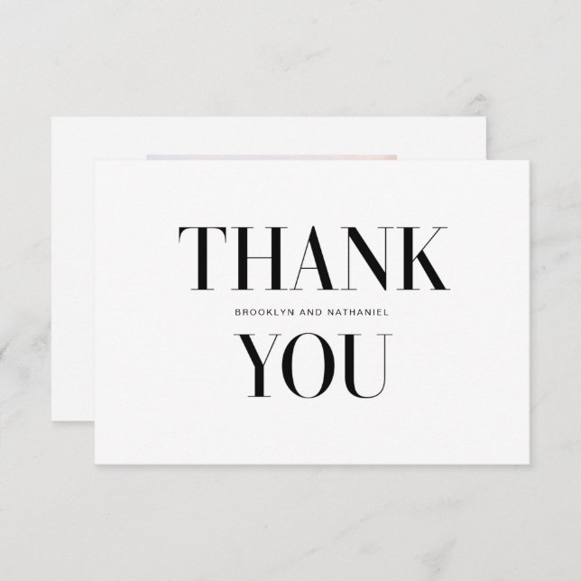 Modern Type Bold Wedding Thank You Photo Card (Front/Back)
