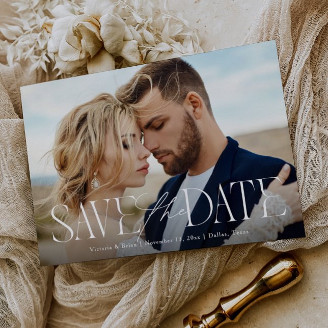 Modern Type Calligraphy Script Overlay Photo Save The Date (Creator Uploaded)