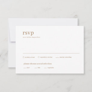 Modern Type Copper Minimalist Wedding RSVP Card