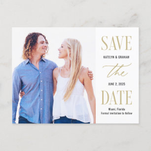 Modern Type EDITABLE COLOR Save The Date Postcard