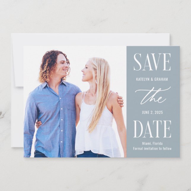 Modern Type Editable Colour Save The Date Card (Front)