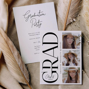 Modern Type Graduation Party Photo Invitation Card