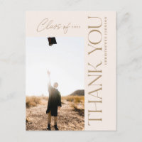 Modern Type Graduation Thank You Photo Gold Blush