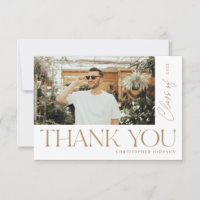 Modern Type Graduation Thank You Photo Gold