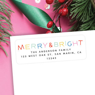 Modern Type Holiday Merry & Bright Return Address Label