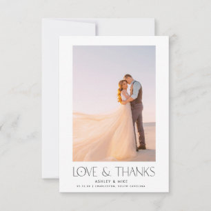 Modern Type Love & Thanks 2 Photo Wedding Thank Yo You Card