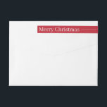 Modern Type Merry Christmas Holiday Return Address Wrap Around Label<br><div class="desc">A modern holiday wrap around return address label featuring red and white type and line detail.</div>