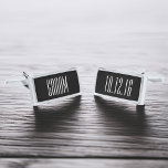 Modern Type Personalised Groom Silver Finish Cufflinks<br><div class="desc">Custom wedding party design.</div>