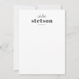 Modern type personalized stationery card
