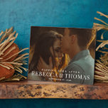 Modern Type Photo Wedding Plaque<br><div class="desc">A modern type overlay with large names and a full bleed photo are the features on this wedding anniversary keepsake plaque. Click the edit button to customise this design.</div>
