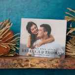 Modern Type Photo Wedding Plaque<br><div class="desc">A modern type overlay with large names and a full bleed photo are the features on this wedding anniversary keepsake plaque. Click the edit button to customise this design.</div>