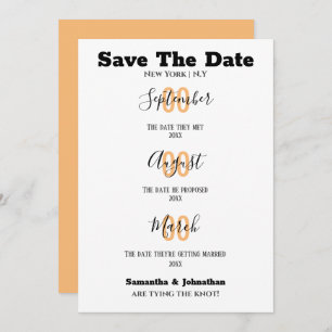 Modern type stacked our story timeline photo peach save the date
