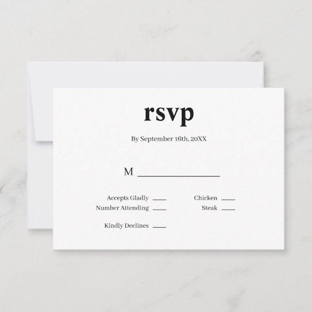 Modern Type Wedding RSVP Card (Front)