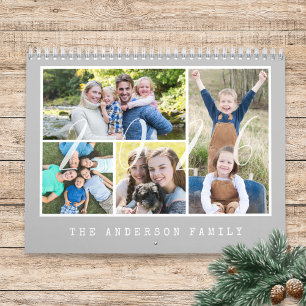Modern Typewriter 4 Family Photos Per Month 2026 Calendar