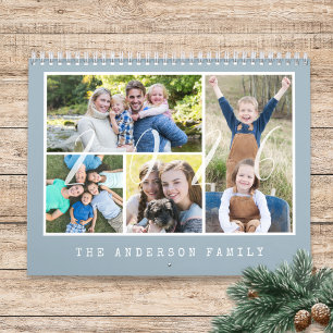 Modern Typewriter 4 Family Photos Per Month 2026 Calendar