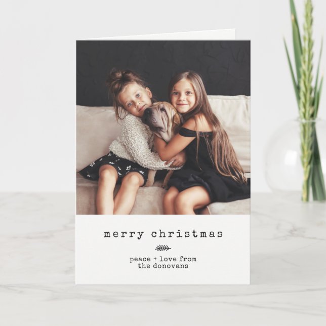 Modern Typewriter | Black and White Holiday Photo (Front)