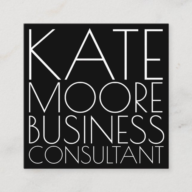 Modern Typographic Business Consultant  Square Business Card (Front)