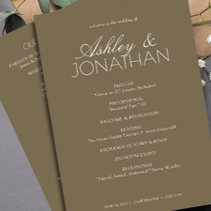 Modern Typographic-Centric Wedding Program