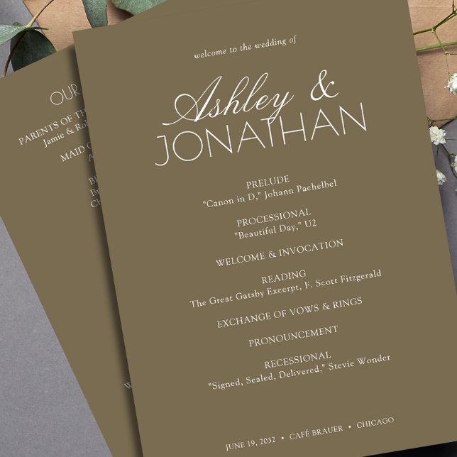 Modern Typographic-Centric Wedding Program (Creator Uploaded)