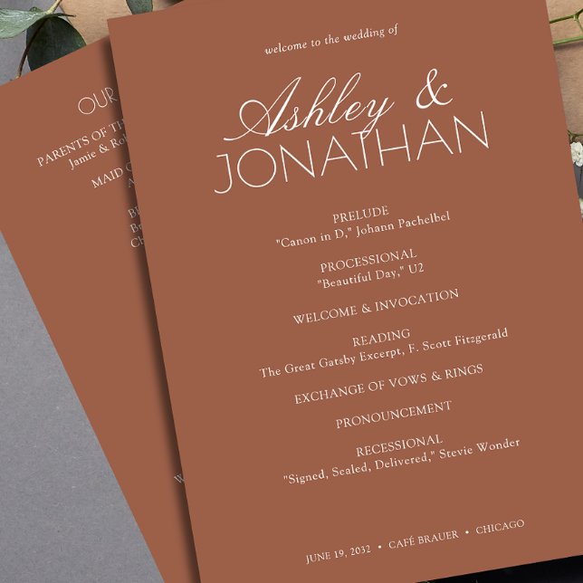 Modern Typographic-Centric Wedding Program (Creator Uploaded)