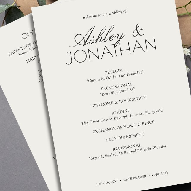 Modern Typographic-Centric Wedding Program (Creator Uploaded)