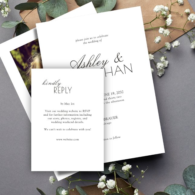 Modern Typographic-Centric Wedding RSVP Card (Creator Uploaded)