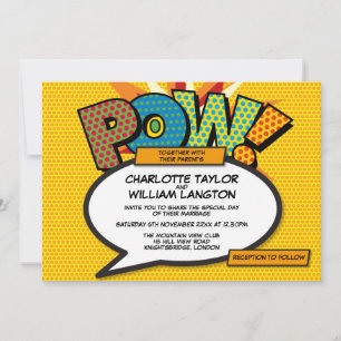 Modern Typographic Fun Comic Book Wedding Invitation
