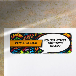 Modern Typographic Fun Comic Return Address Return Address Label