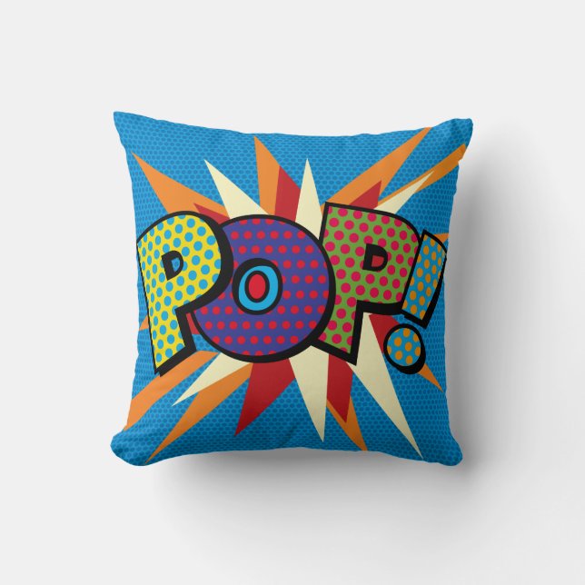 Modern Typographic  POP Comic Book Pop Art Cushion (Front)