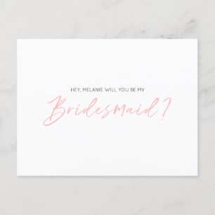 Modern Typographic, Will You Be My Bridesmaid Invitation Postcard