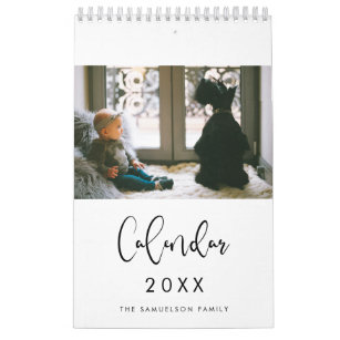 Modern typography 2024 family photos calendar
