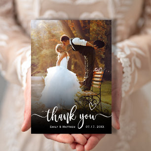 Modern Typography 2 Photo Wedding Thank You Card