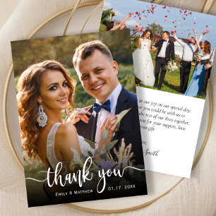 Modern Typography 2 Photo Wedding Thank You Card