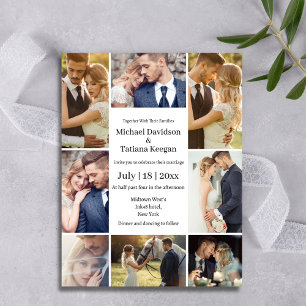 modern typography 8 photos collage wedding chic invitation