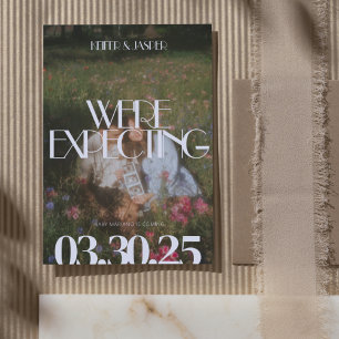 Modern Typography Aesthetic Photo Pregnancy Announcement