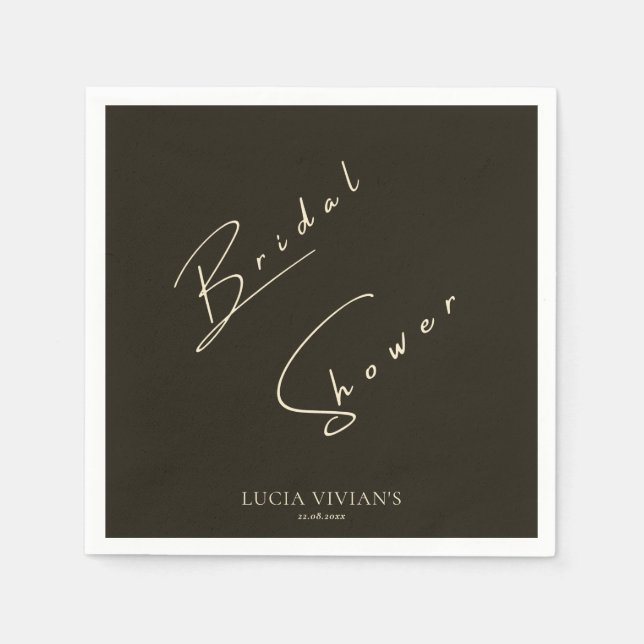 Modern Typography And Calligraphy Bridal Shower Napkin (Front)
