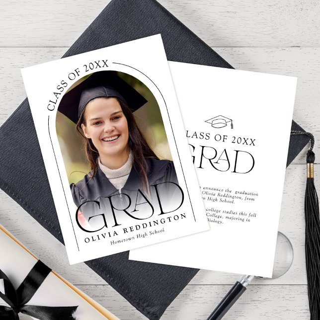 Modern Typography Arch Photo Graduation Announcement (Creator Uploaded)