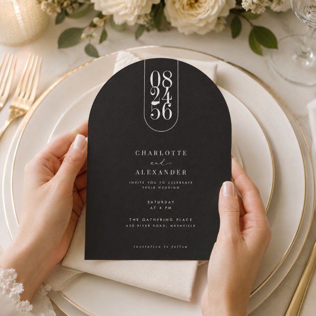 Modern Typography Arch Wedding  Invitation (Creator Uploaded)
