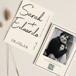 Modern Typography B&W Handwritting Photo Qr Code  Save The Date<br><div class="desc">Typography Simple Artistic Photo Qr Code</div>