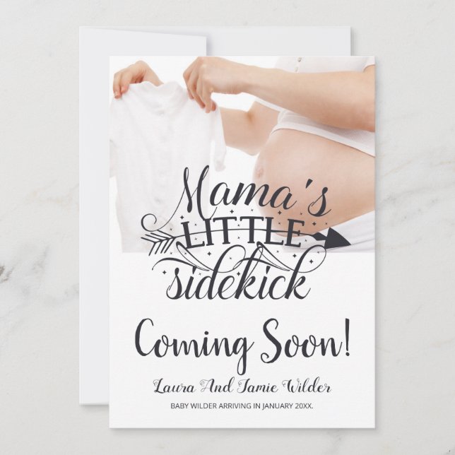 Modern Typography Baby Bump Photo Pregnancy  Annou Announcement (Front)