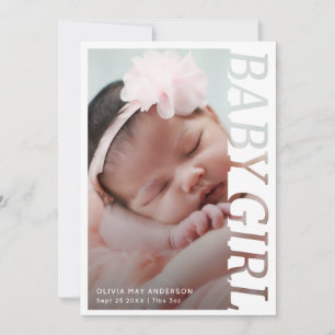 Modern Typography Baby Girl Thank You 2 Photo Card