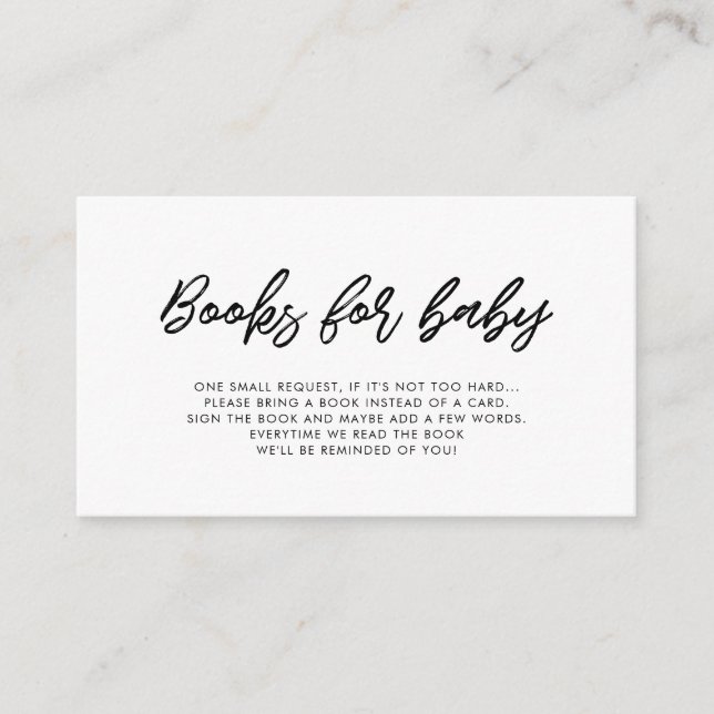 Modern typography baby shower book request card (Front)