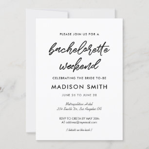 Modern typography Bachelorette Weekend party Invitation